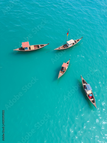 nautical fishing coracles in sea, tribal boats photo