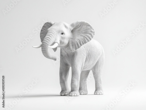 realistic white elephant sculpture on a plain background