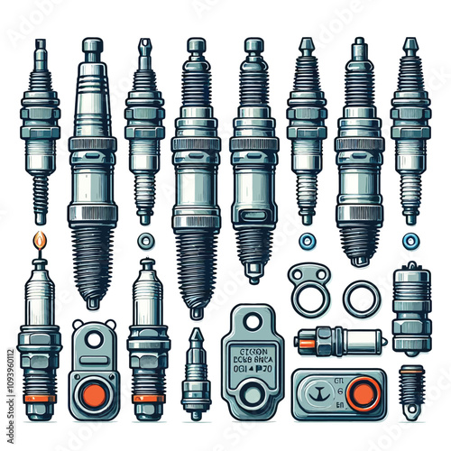 car Spark Plug set vector 