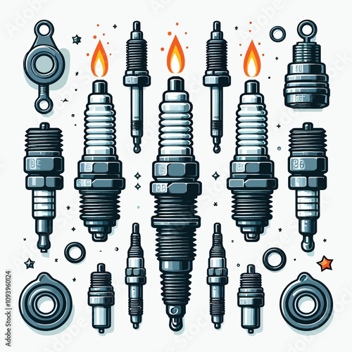car Spark Plug set vector 