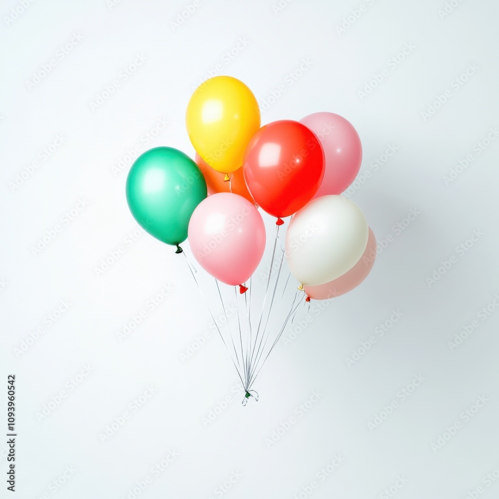 colorful balloons floating against a white background colorful balloons floating against a white background