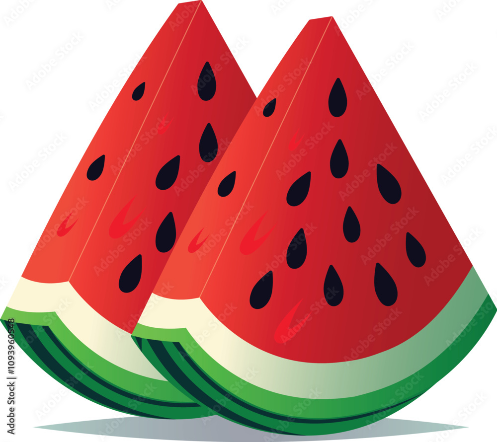 A juicy watermelon slices vector illustration with white background A juicy watermelon slices vector illustration with white background