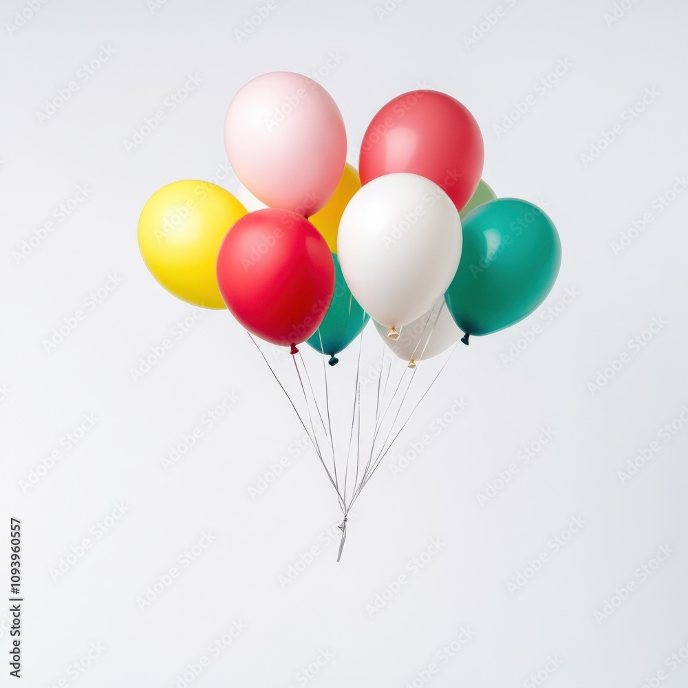 colorful balloons floating against a light background