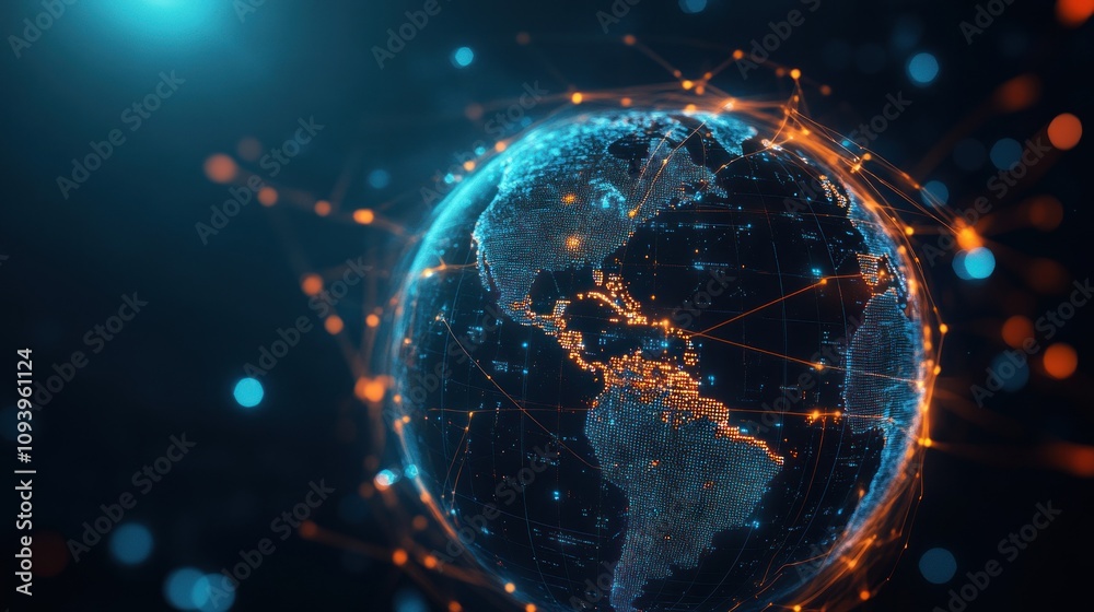 Obraz premium Digital Globe with Network Connections