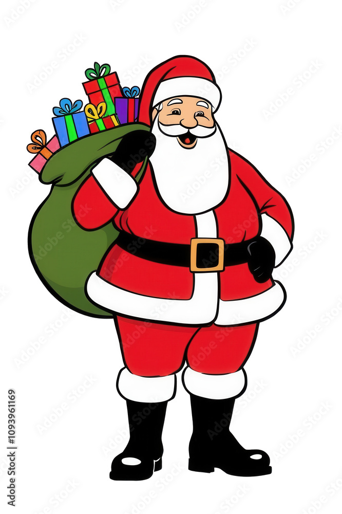 Cheerful Santa Claus Carrying a Sack of Gifts Cheerful Santa Claus Carrying a Sack of Gifts