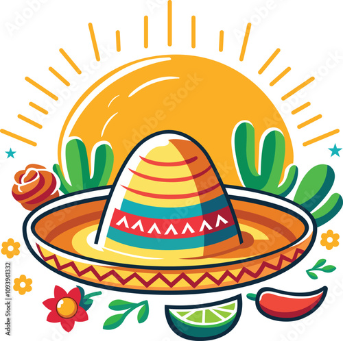 A hand drawing elements vector for cinco de mayo celebration