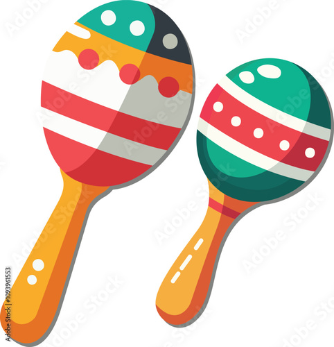 Two colorful ice cream scoops or maracas vector illustration design