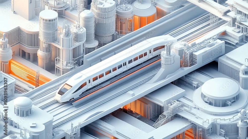 3D city, future technology city, high-speed rail, illustration of isometric city. 3D city, future technology city, high-speed rail, illustration of isometric city.