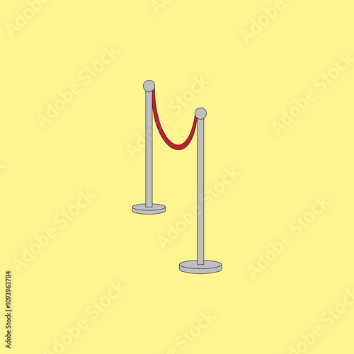 Barrier with rope and poles vector illustration. Fence for red carpet of exclusive event, awards concept.