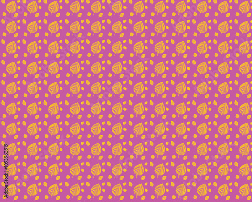 Vibrant Pattern of Yellow Leaves on Pink