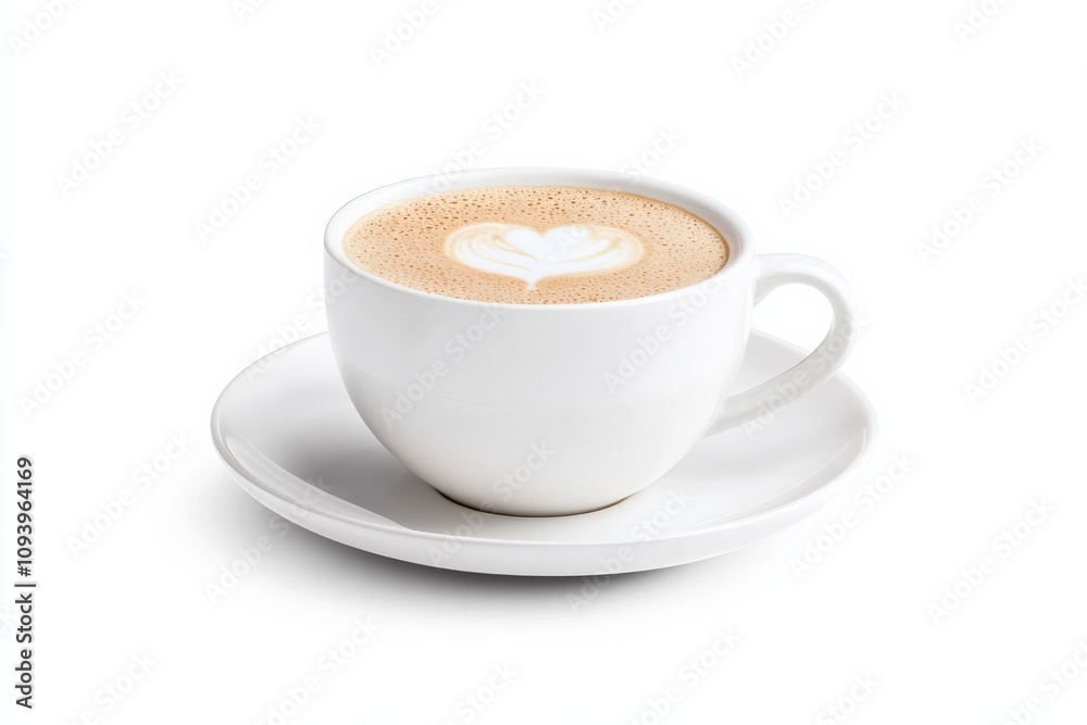 a cup of coffee with heart latte art on a white background a cup of coffee with heart latte art on a white background