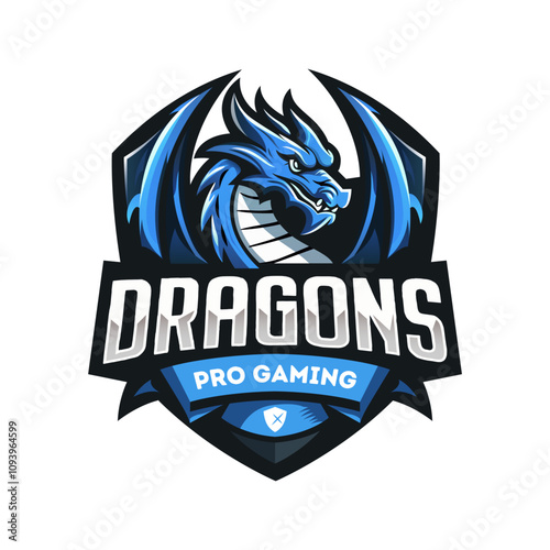 Hand drawn blue dragon logo design