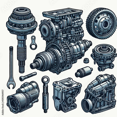 car Transmission set vector 