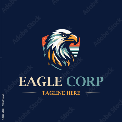 Colorful Eagle Corp shield logo design template