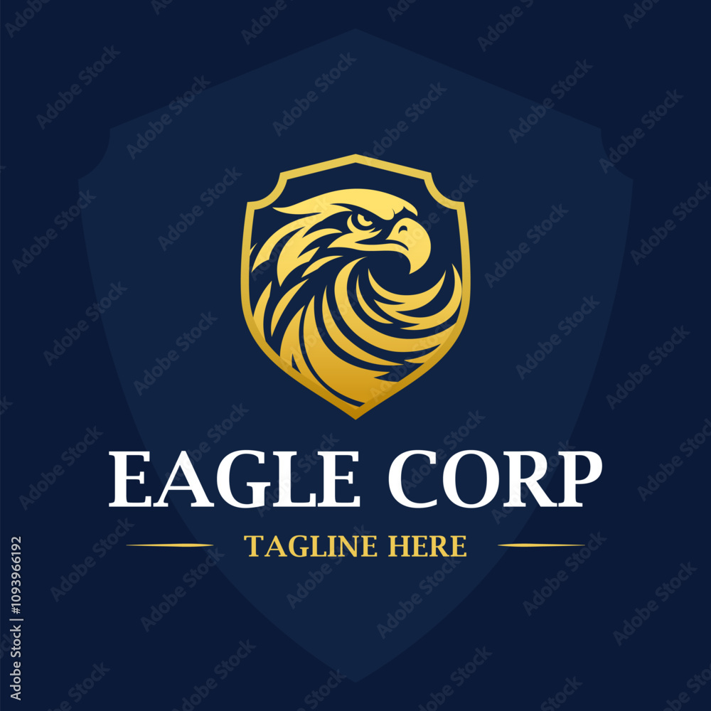 Fototapeta premium Luxury eagle head shield logo design template