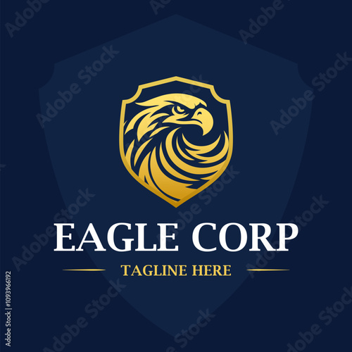 Luxury eagle head shield logo design template