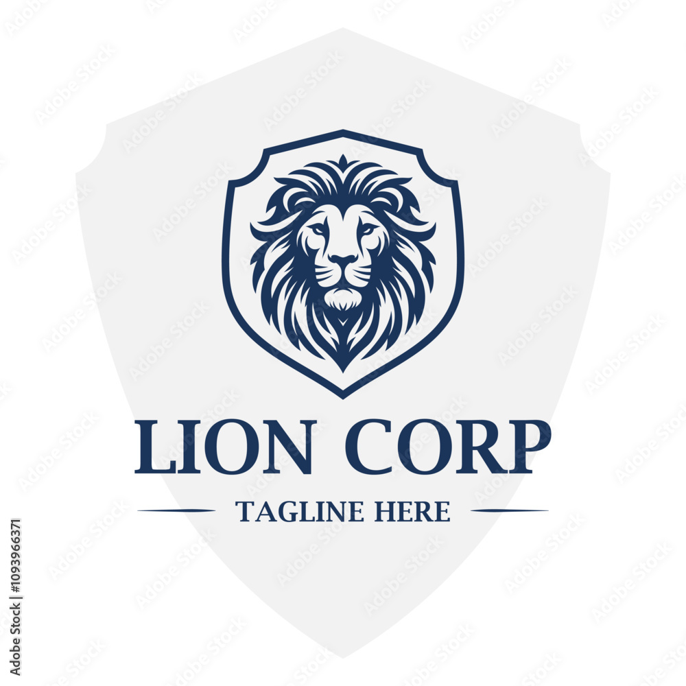 Obraz premium Blue lion head logo design template