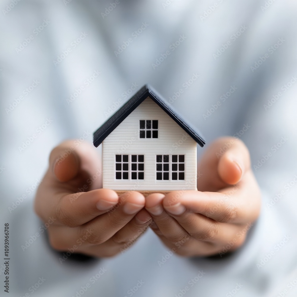 hands holding a small model house symbolizing home ownership and real estate investment hands holding a small model house symbolizing home ownership and real estate investment