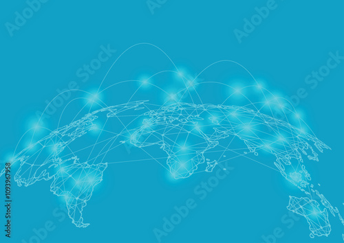 Global network connection. World map point and line composition concept of global business
