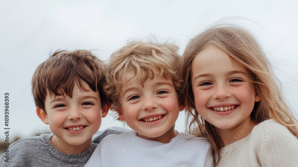 happy children smiling together outdoors happy children smiling together outdoors