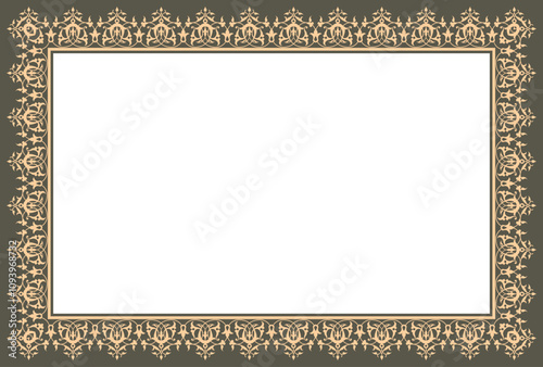 Vector illustration of nice rectangular border frame design. Elements in arabic style, border frame. Decorative embellishments for calligraphy borders, cards, certificates