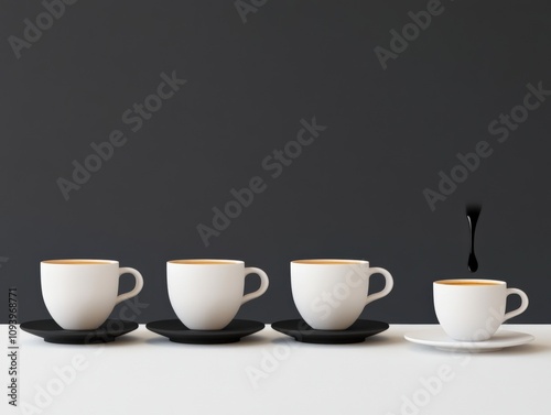 minimalist coffee cups with a splash of coffee on a modern background