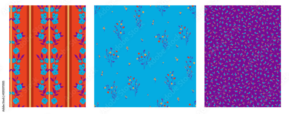 Seamless spring vector pattern with floral motif for dress fabric