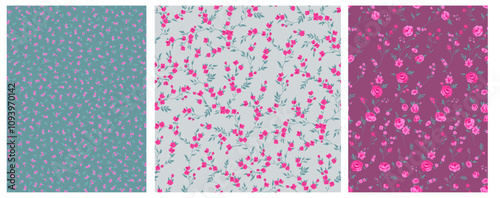 Seamless spring vector pattern with floral motif for dress fabric