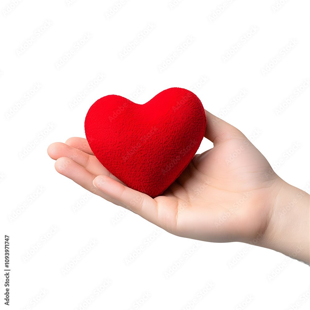 Obraz premium hand holding soft red heart symbolizes love and affection, perfect for expressing emotions. This captures warmth and tenderness beautifully