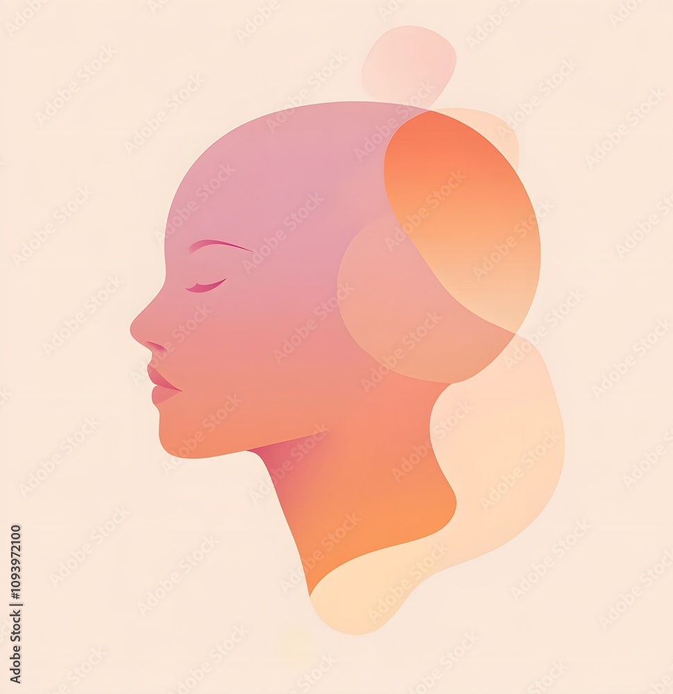 Serene Abstract Portrait Of A Woman In Profile Serene Abstract Portrait Of A Woman In Profile