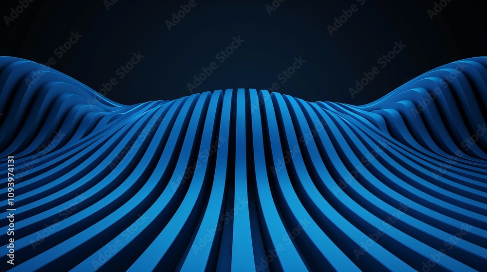 Naklejka premium Abstract blue wave pattern with striped design.