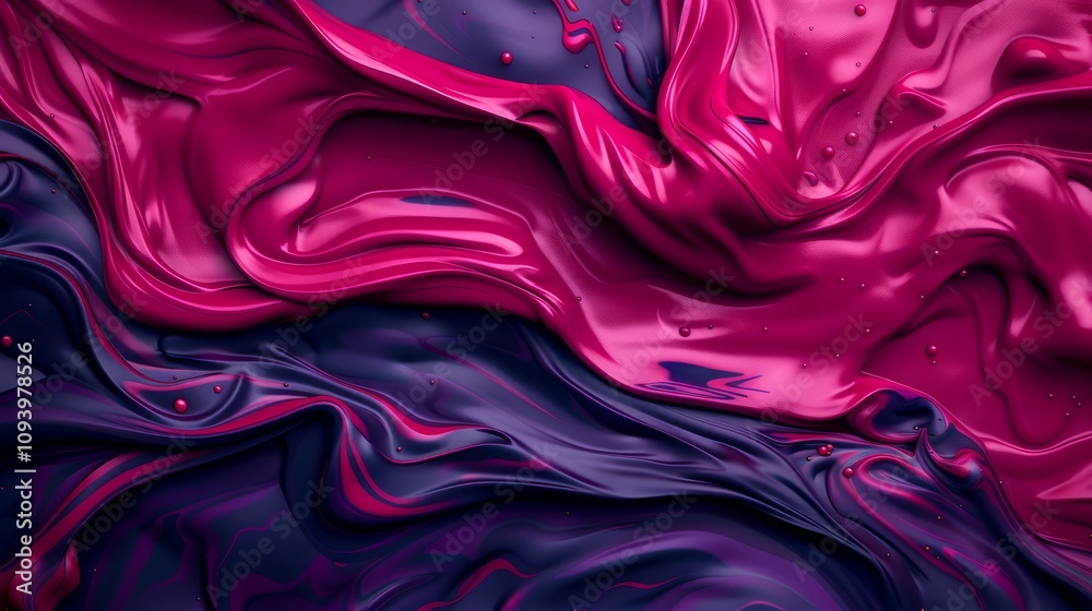 Obraz premium Abstract fluid art in vibrant pink and purple hues.