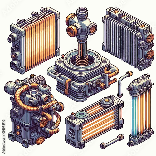 Heater Core set vector illustration
