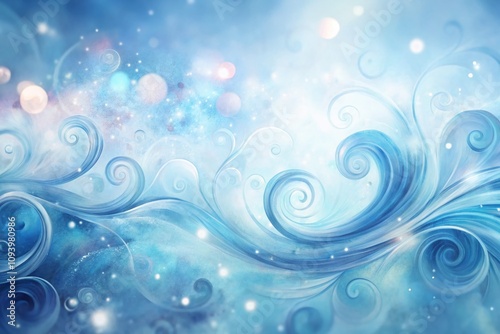 Serene Blue Watercolor Swirls on White Background with Bokeh Effect for Artistic Inspiration and Design Projects