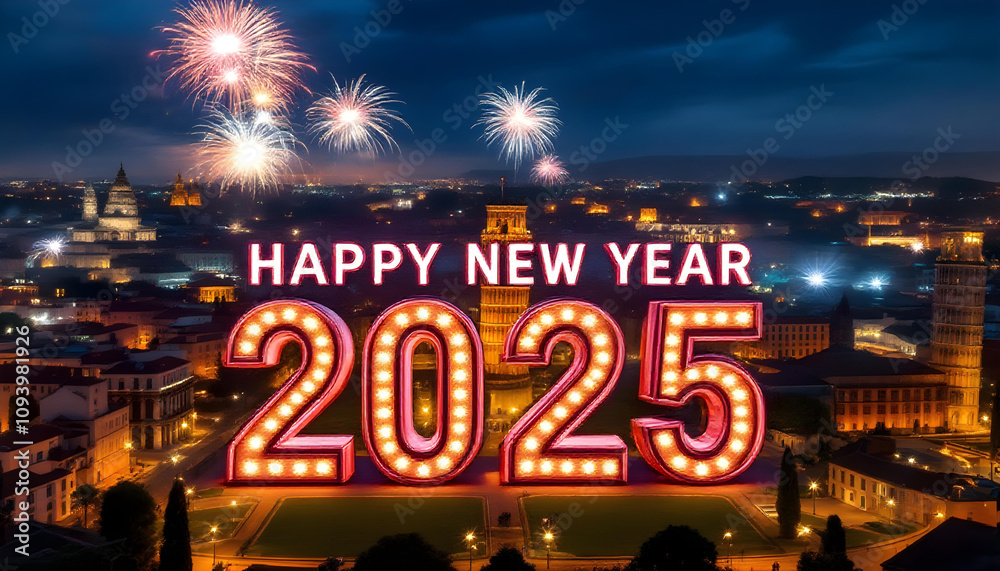 Happy New Year from the Leaning Tower of Pisa, Italy Happy New Year from the Leaning Tower of Pisa, Italy
