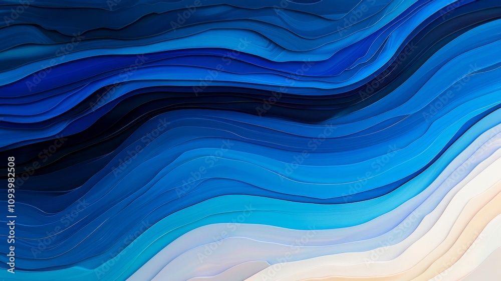 Fototapeta premium Abstract waves of blue and white colors.