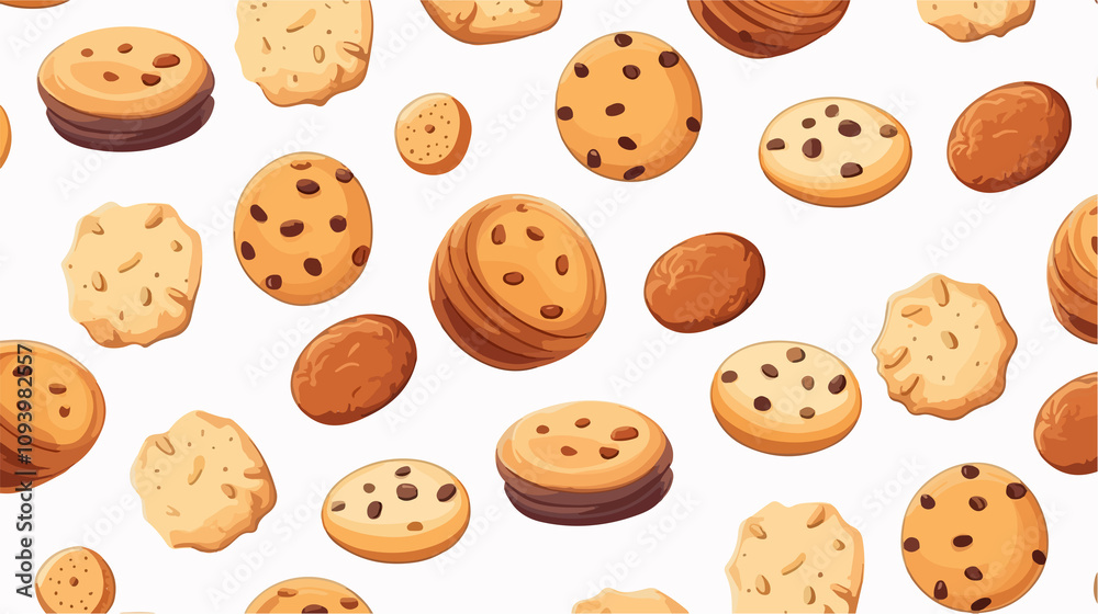 Seamless Cookie Cartoon Vector Background Illustration Seamless Cookie Cartoon Vector Background Illustration