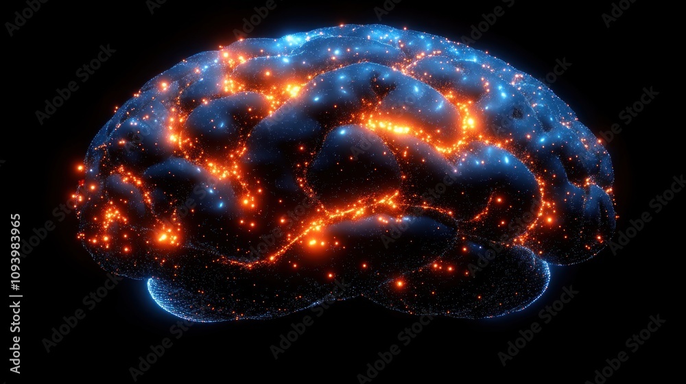 Fototapeta premium Glowing Brain: Neural Networks and Connections