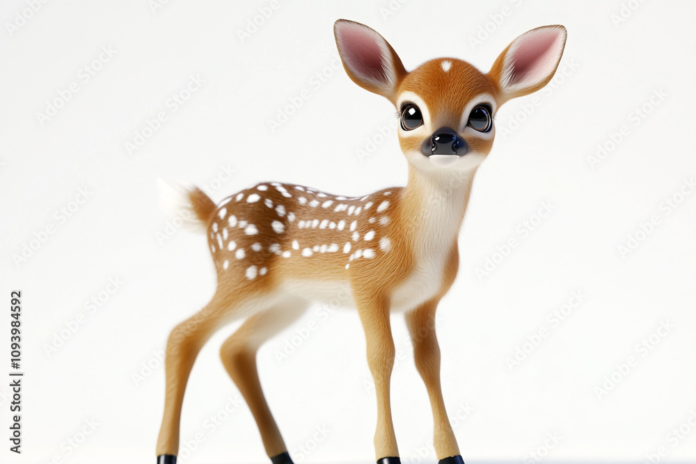 Fototapeta premium Whimsical Charm: Cute 3D Deer with Adorable Soft Fur Texture
