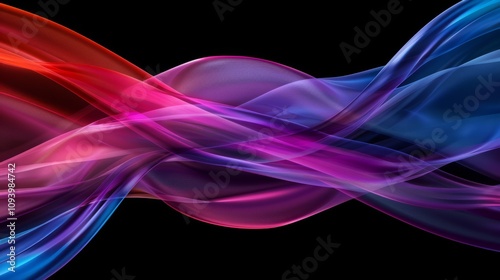 Colorful abstract waves on a dark background.