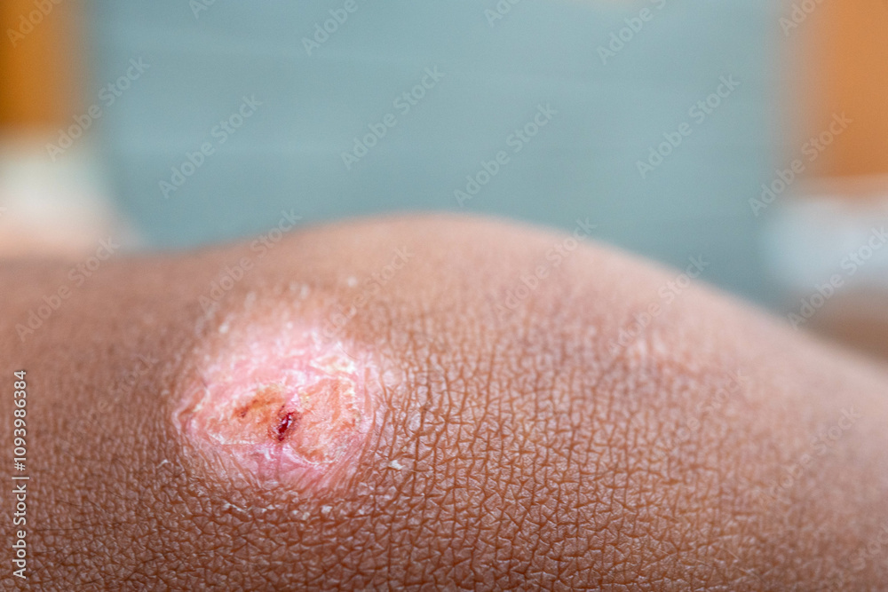 Fototapeta premium A person has a small cut on their arm