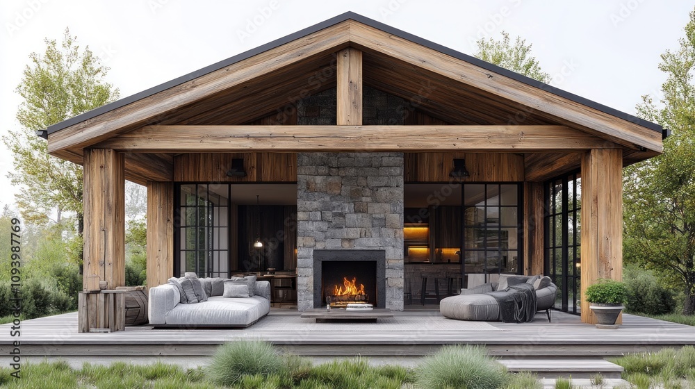 Modern Cabin with a Cozy Fireplace Modern Cabin with a Cozy Fireplace