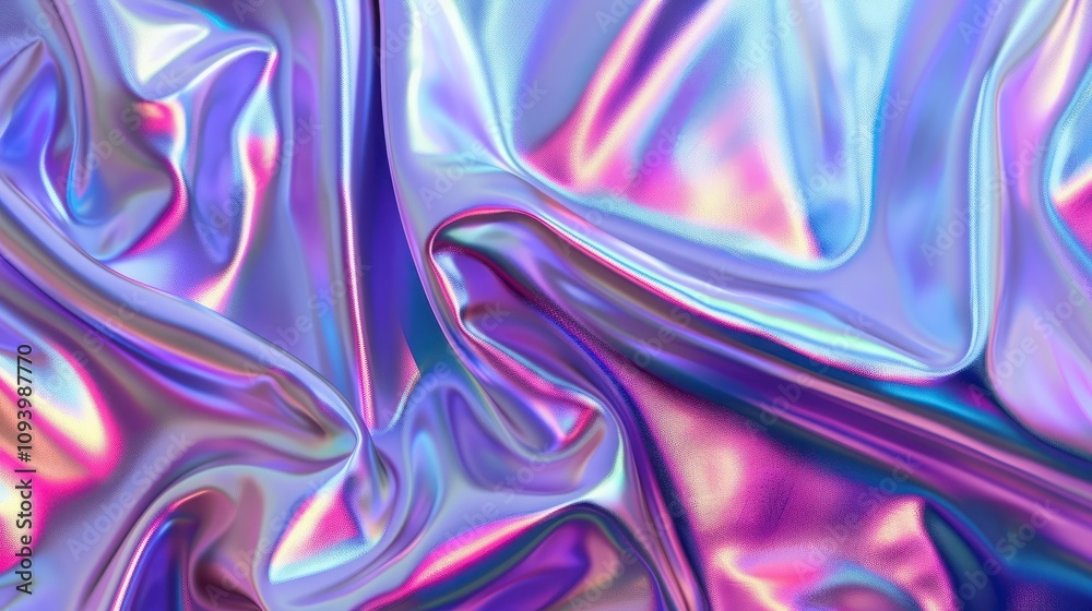 Abstract background Iridescent chrome wavy gradient cloth fabric.