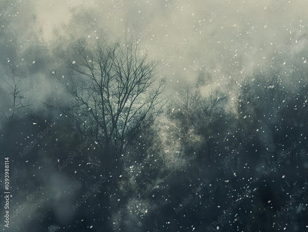 Enchanted Winter Forest: A Serene Landscape of Snowfall and Fog Enchanted Winter Forest: A Serene Landscape of Snowfall and Fog