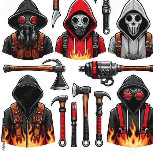 Hood set vector illustration