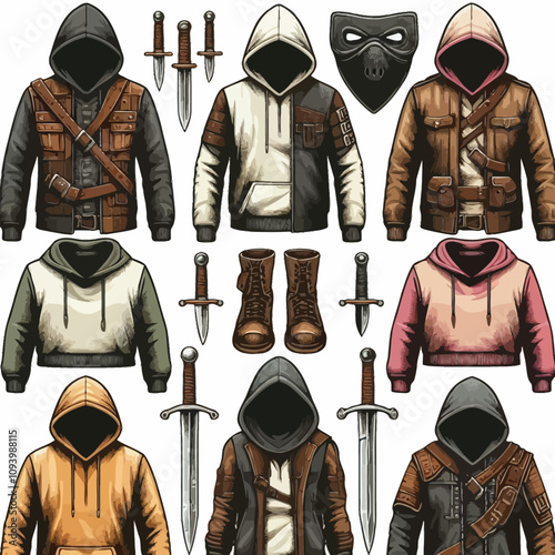 Hood set vector illustration