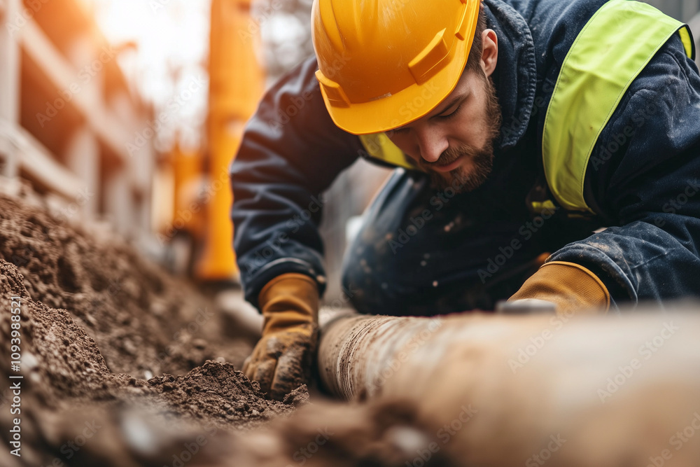 A working plumber searching for a pipe leak in a close up background... A working plumber searching for a pipe leak in a close up background...