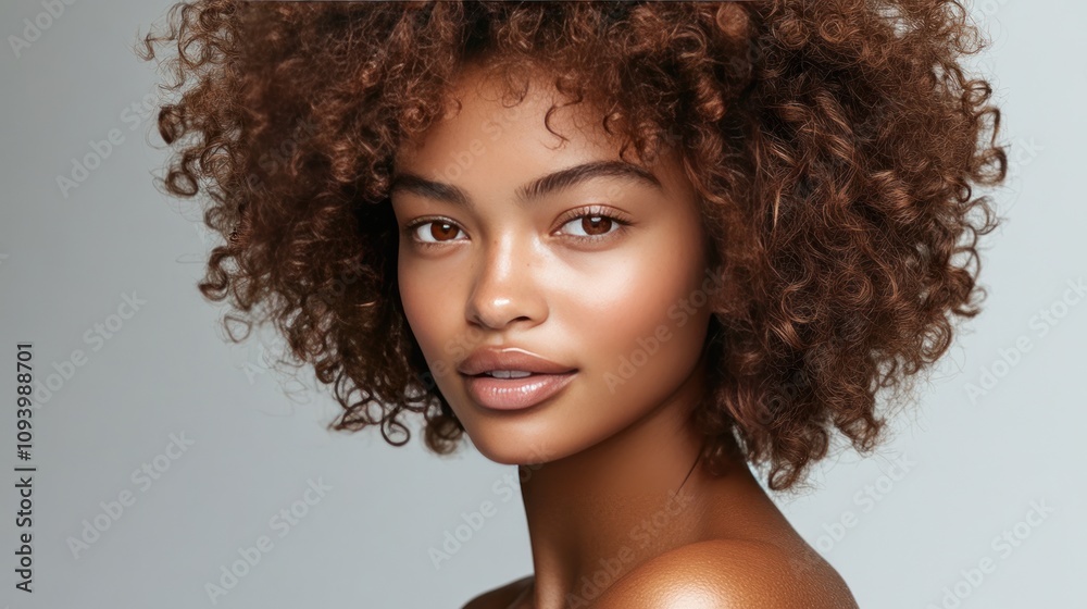 Fototapeta premium A curl-defining cream that enhances natural curls, providing hold, moisture, and frizz control, with lightweight shea butter and jojoba oil for soft, touchable curls