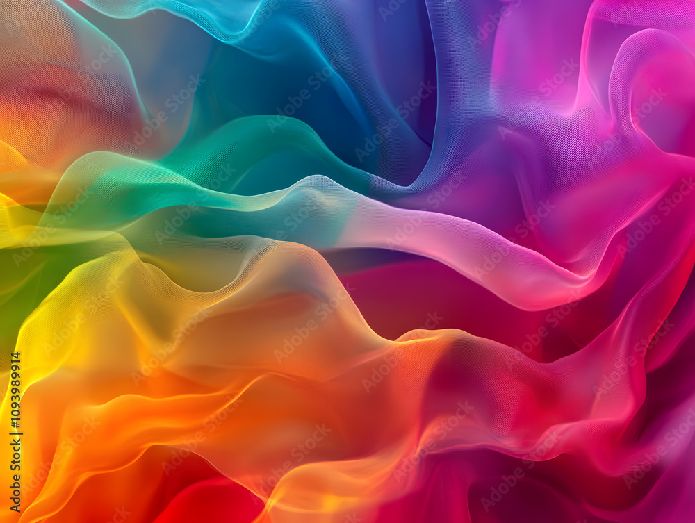 Obraz premium Holographic neon background ,Colorful psychedelic abstract. Pastel color waves for background
