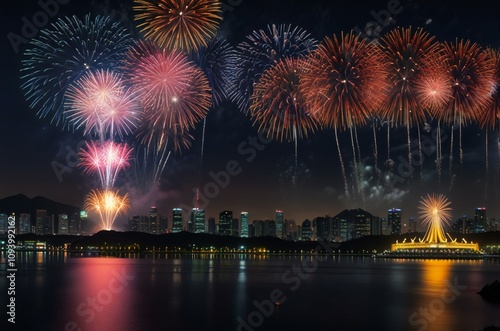 fireworks over the river